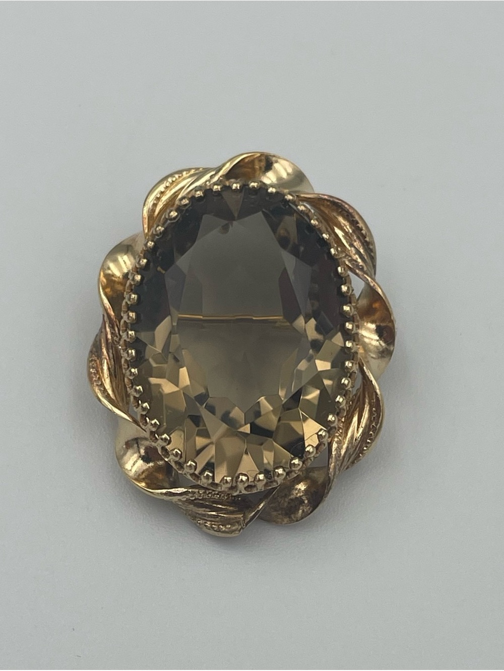 Winard 1/20 12K Gold Filled Smoky Quartz? Pin Brooch Pendant